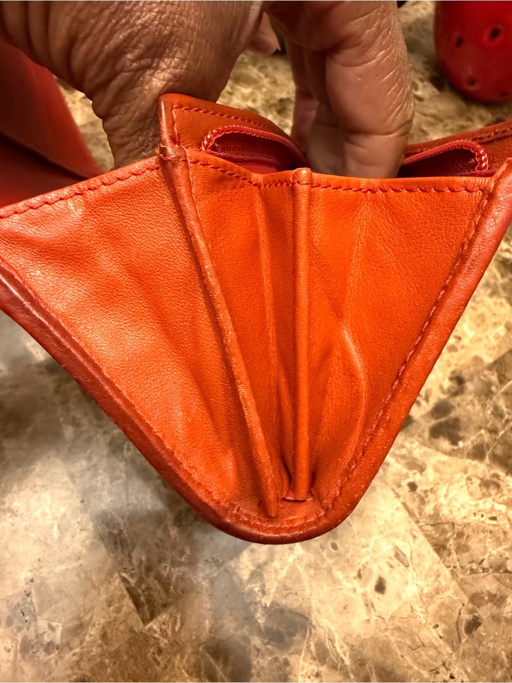 Coach Signature Canvas Bifold Wallet in Brown and Orange/Red - Picture 15 of 17